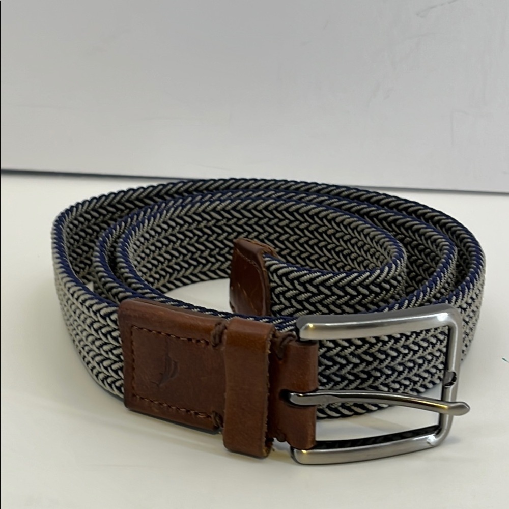 Tommy Bahama Stretch Braided Blue/Gray & Brown Leather Belt Men’s L/XL (38"-42")